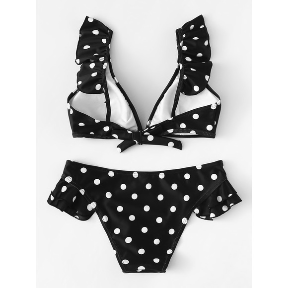 BLYTHE🖤 black polkadot ruffle print bikini swim - Picture 3 of 3